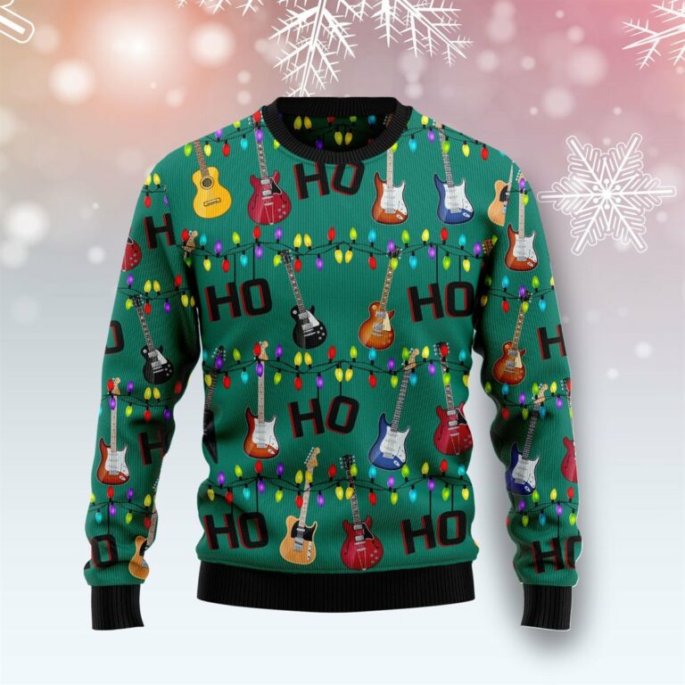 Electric Guitar Hohoho Christmas Ugly Sweatshirt, Sweater
