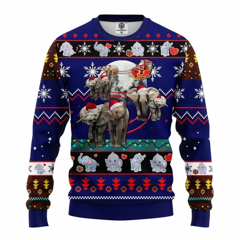 Elephant Noel 3D Print Ugly Christmas Sweater RB4339