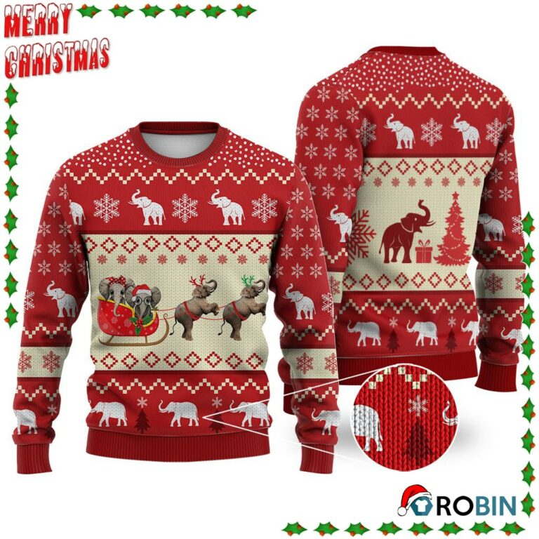 Elephant Reindeer Christmas Ugly Sweatshirt, Sweater