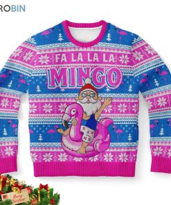 fa la la la mingo santa ugly christmas sweater 1 zzqvu2