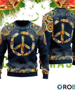Feather Peace Sign 3D Print Ugly Christmas Sweater RB2032