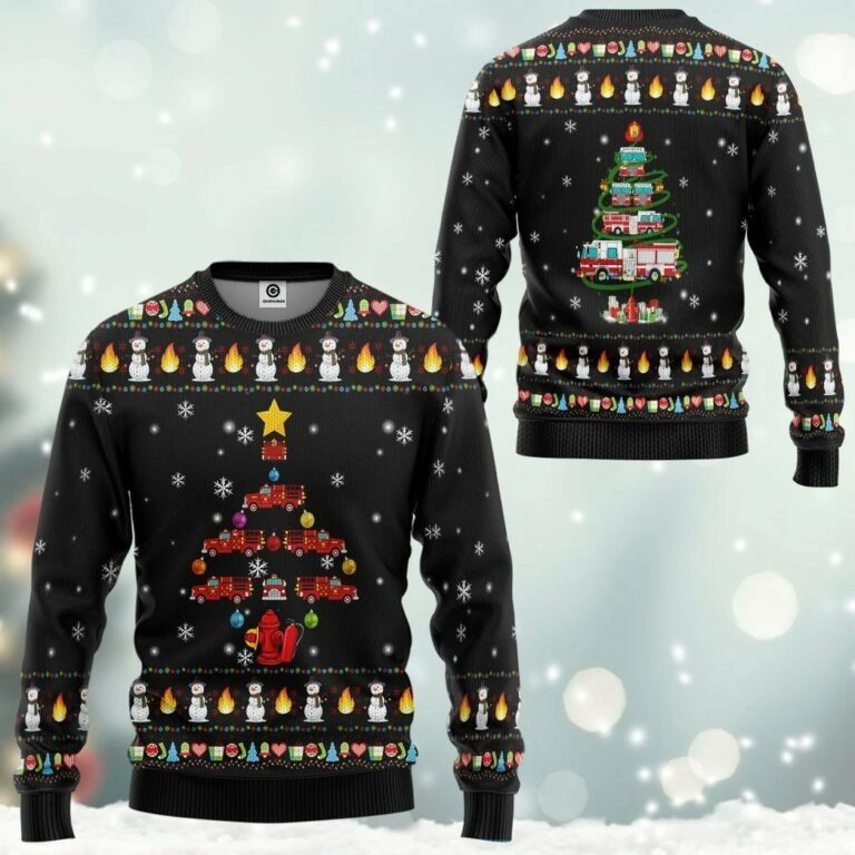 Firetruck Christmas Tree Ugly Christmas Sweater RB3245