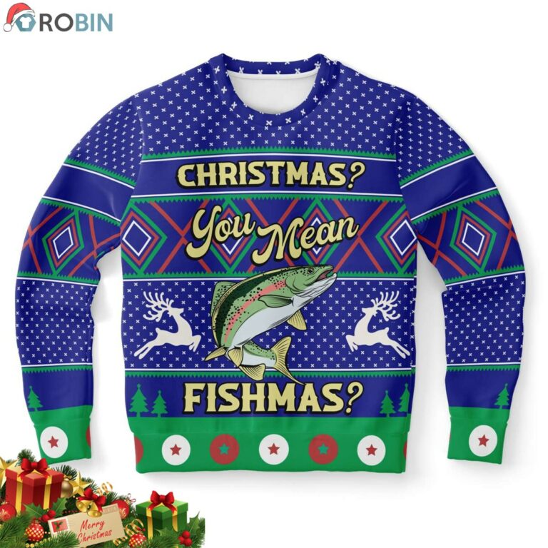 Fishmas Fishing Lover Ugly Christmas Sweatshirt, Sweater