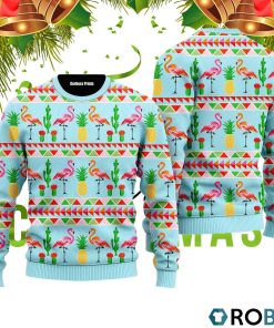 Flamingo Flamingle All The Way Pattern Ugly Christmas Sweater RB2204