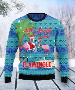 Flamingo Lets Jingle Christmas Ugly Sweatshirt, Sweater