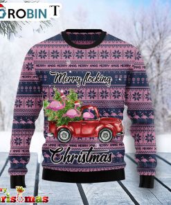 Flamingo Merry Flocking Christmas Ugly Christmas Sweater – Best Xmas Gift