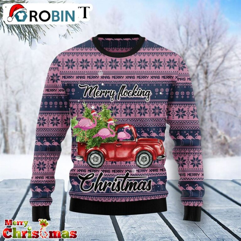 Flamingo Merry Flocking Christmas Ugly Christmas Sweater – Best Xmas Gift