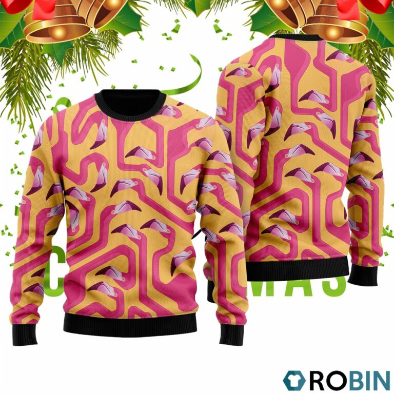Flamingo Pattern 3D Print Ugly Christmas Sweater RB2432