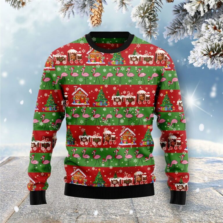 Flamingo Snow Ugly Sweatshirt, Sweater
