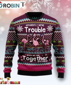 Flamingo Trouble Ugly Christmas Sweater – Best Xmas Gift