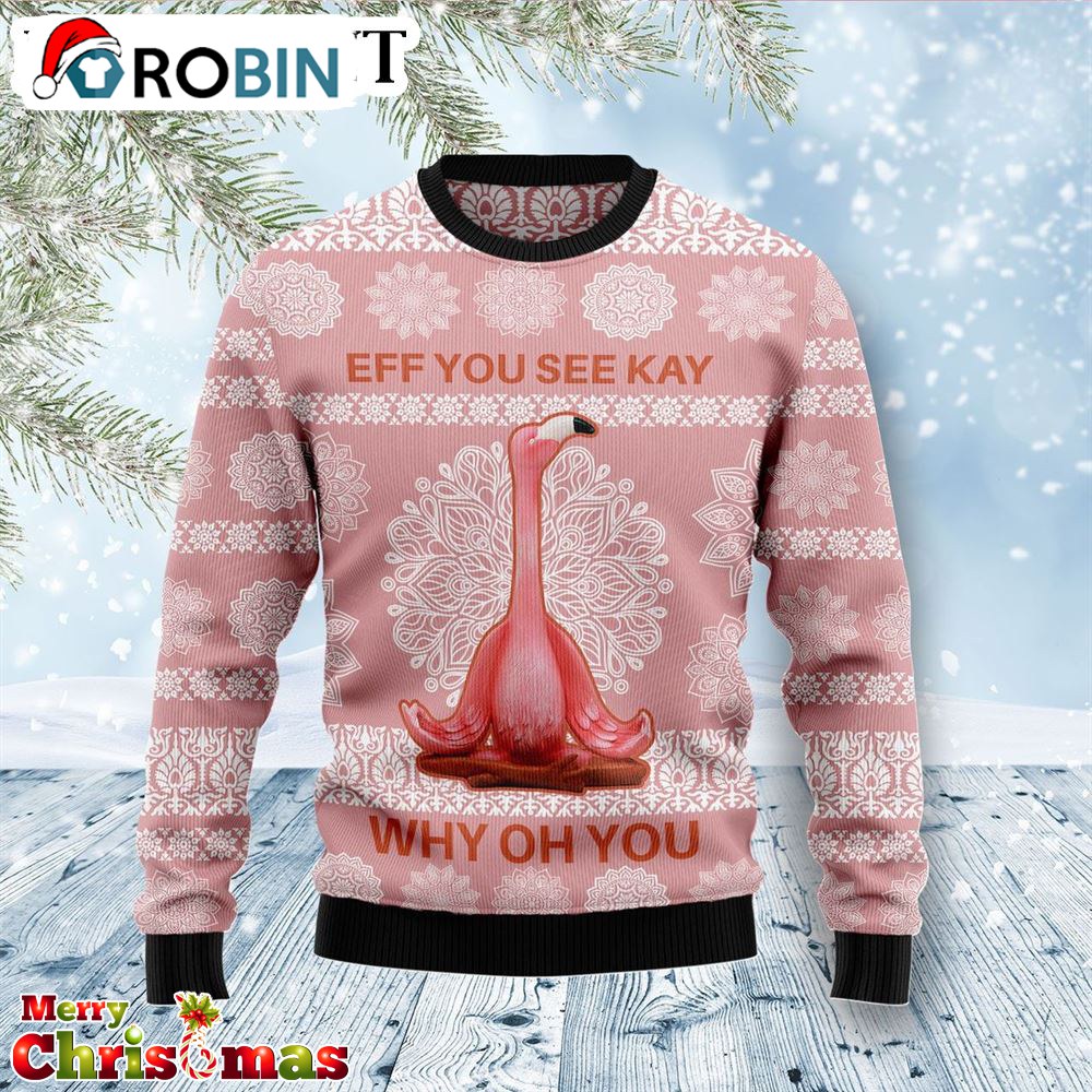 Flamingo Why Oh You Ugly Christmas Sweater - Best Xmas Gift