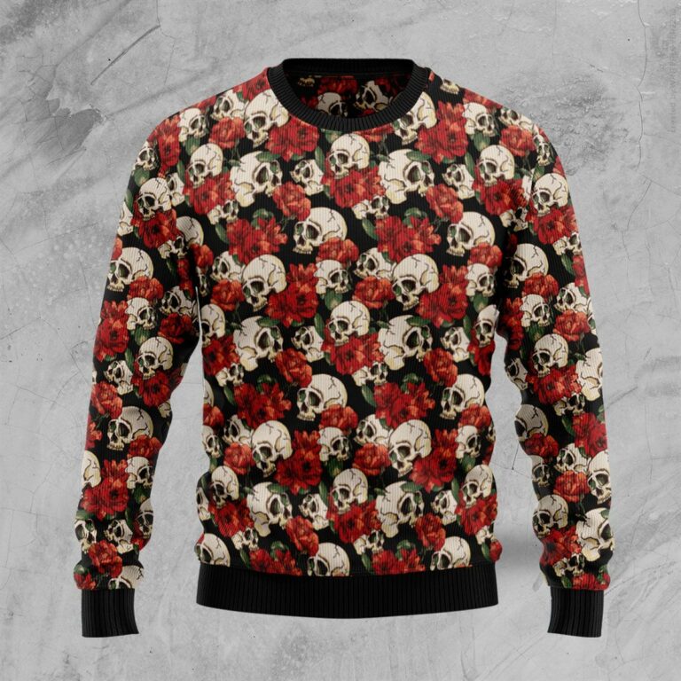 Floral Skull Ugly Sweatshirt, Sweater