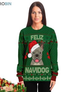 French Bulldog Feliz Navidog Ugly Christmas Sweatshirt, Sweater