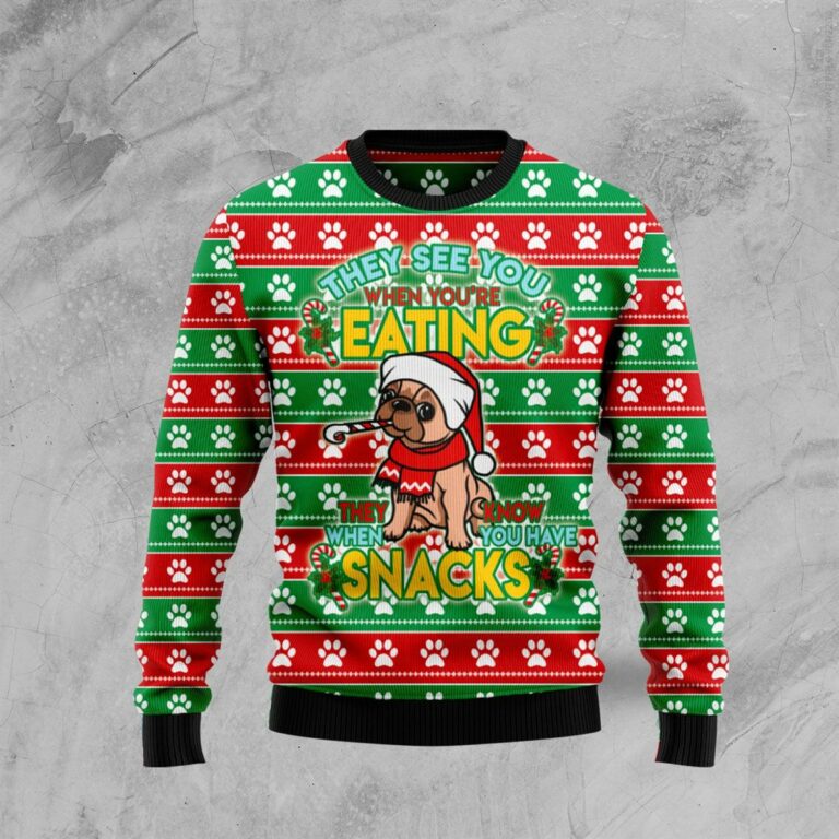 French Bulldog See You Eating Snacks Ugly Sweatshirt, Sweater