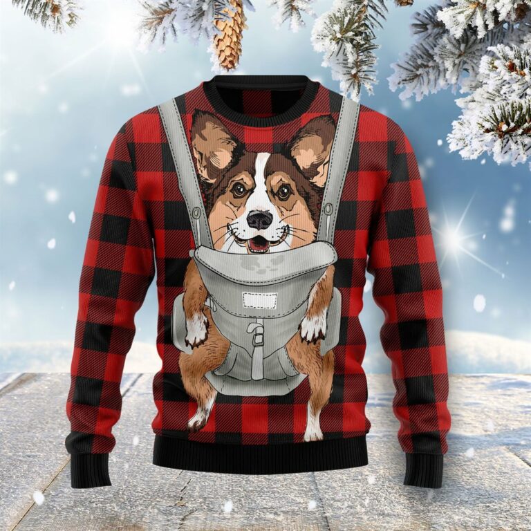 Front Carrier Dog Pembroke Welsh Corgi Ugly Sweatshirt, Sweater