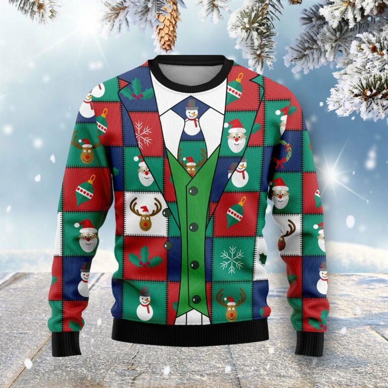 Funny Christmas Elements Blazer Christmas Ugly Sweatshirt, Sweater