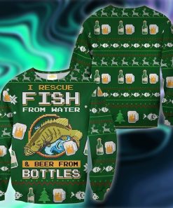 Funny Fish And Beer 3D Print Ugly Christmas Sweater RB3434