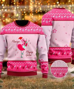 Funny Flamingo Playing Guitar Christmas Christmas Ugly Sweatshirt, Sweater