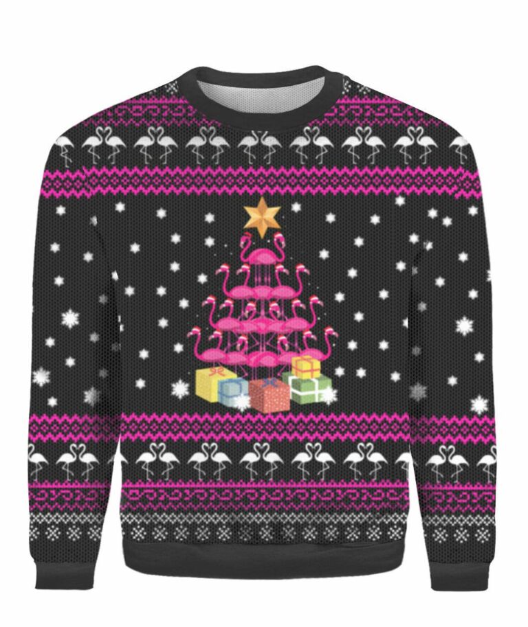 Funny Flamingo Tree Christmas Ugly Sweatshirt, Sweater