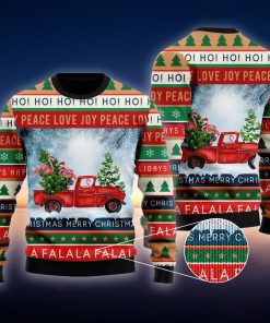 Funny Flamingo With Red Truck Christmas Holiday Ugly Sweatshirt, Sweater