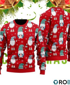 Funny Gnome And Snowflakes Red Pattern 3D Print Ugly Christmas Sweater RB2440