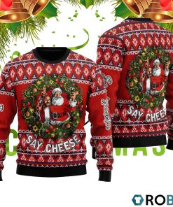 Funny Jesus And Funny Santa Say Cheese 3D Print Ugly Christmas Sweater RB4548