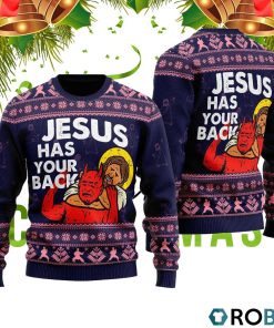Funny Jesus Has Your Back 3D Print Ugly Christmas Sweater RB4440 Funny Jesus Has Your Back 3D Print Ugly Christmas Sweater RB4440