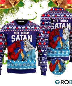 Funny Jesus Not Today Satan 3D Print Ugly Christmas Sweater RB4404
