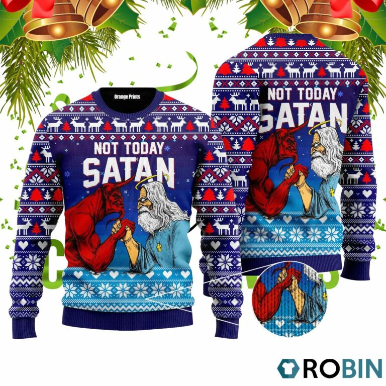 Funny Jesus Not Today Satan 3D Print Ugly Christmas Sweater RB4404