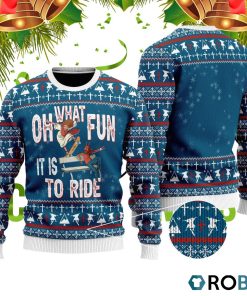 Funny Jesus Ride Skateboarding With Satan Ugly Christmas Sweater RB4504