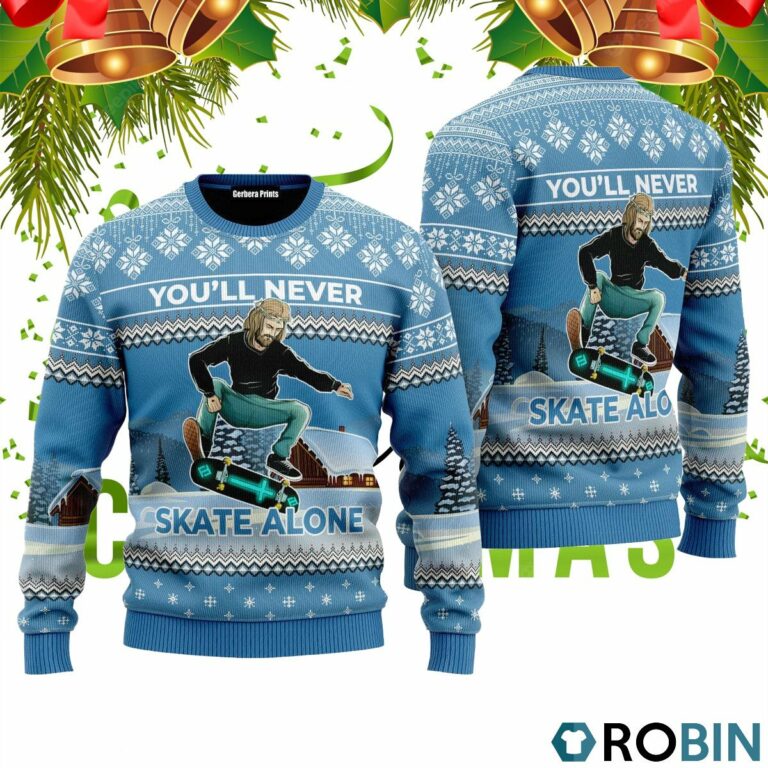 Funny Jesus Skateboarding 3D Print Ugly Christmas Sweater RB4202