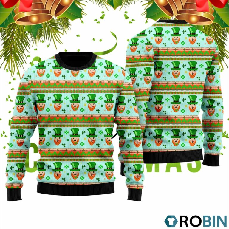 Funny Leprechauns Patricks Pattern 3D Print Ugly Christmas Sweater RB2074