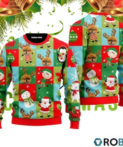 Funny Pomeranian Wears Reindeer In Christmas Holiday Pattern 3D Print Ugly Christmas Sweater RB2207