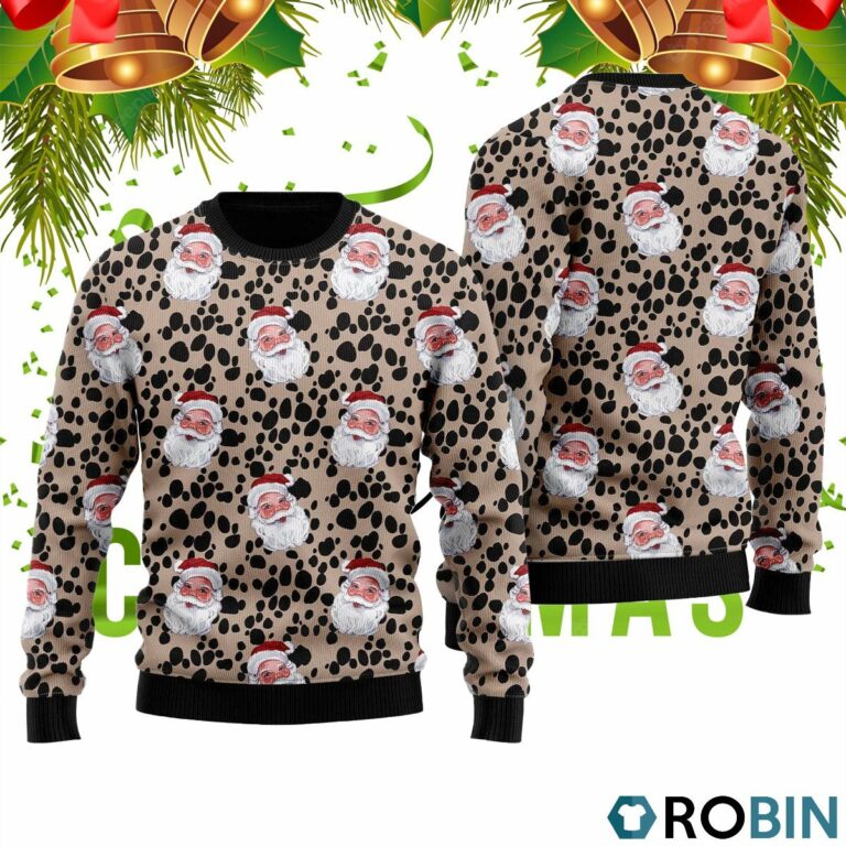 Funny Santa Dalmatian Pattern 3D Print Ugly Christmas Sweater RB2094