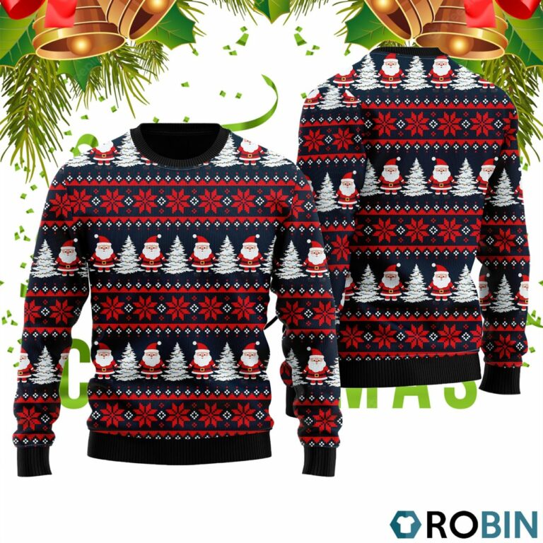 Funny Santa Snow Tree 3D Print Ugly Christmas Sweater RB2422