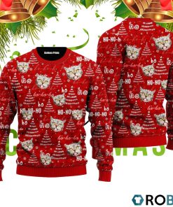 Funny Tabby Cat Pattern Ugly Christmas Sweater RB2425