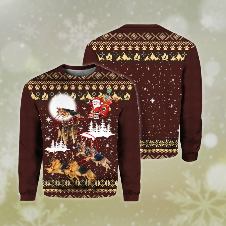 German Shepherd Dog Reindeers Car Ugly Christmas Sweater RB4844