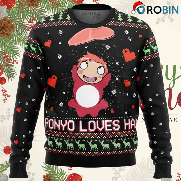 Ghibli Ponyo Loves Ham Ugly Christmas Sweater