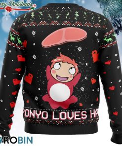 Ghibli Ponyo Loves Ham Ugly Christmas Sweater Ghibli Ponyo Loves Ham Ugly Christmas Sweater