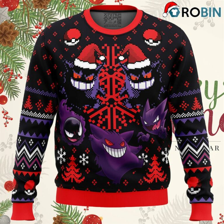 Ghosts Gengar Ghastly Pokemon Ugly Christmas Sweatshirt, Sweater
