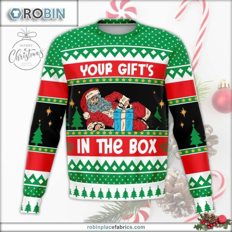 Gift In The Box Naughty Ugly Christmas Sweater