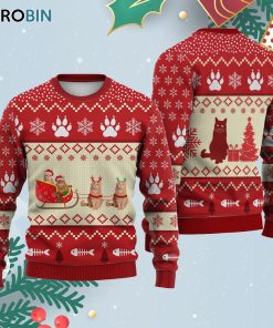 Ginger Cat Reindeer Ugly Christmas Sweatshirt – Sweater