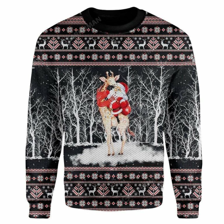 Giraffe And Santa Ugly Sweatshirt, Sweater