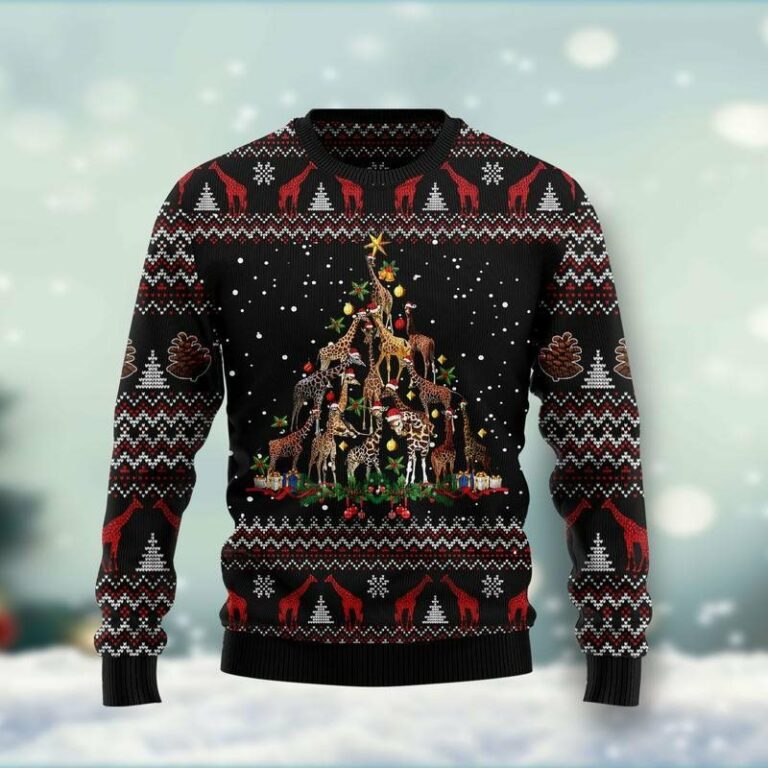 Giraffe Christmas Tree Christmas Ugly Sweatshirt, Sweater
