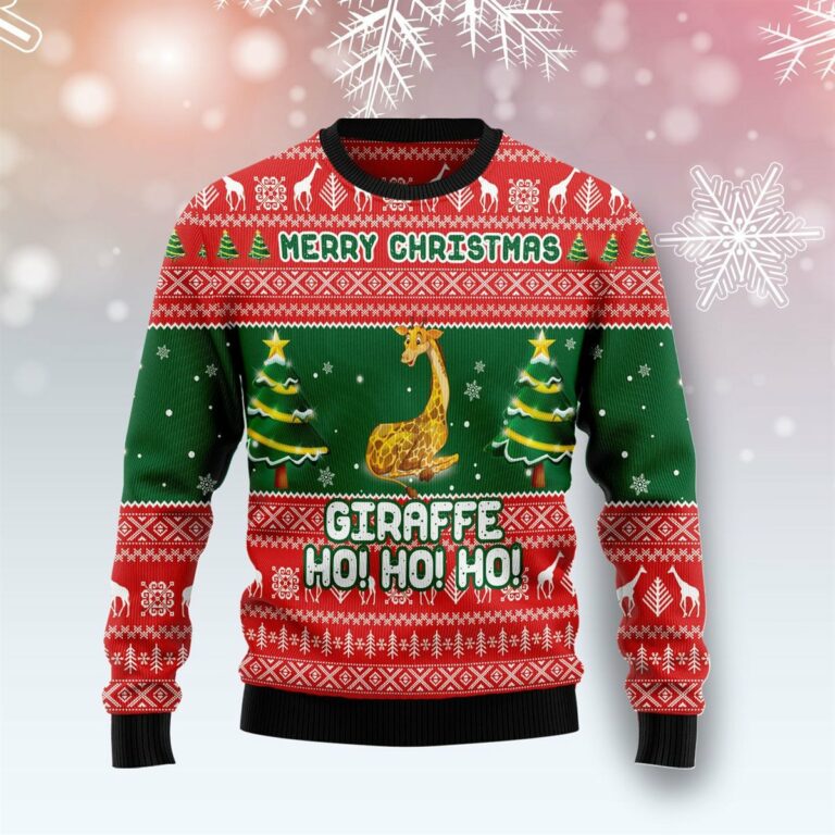 Giraffe Ho Ho Ho Ugly Sweatshirt, Sweater