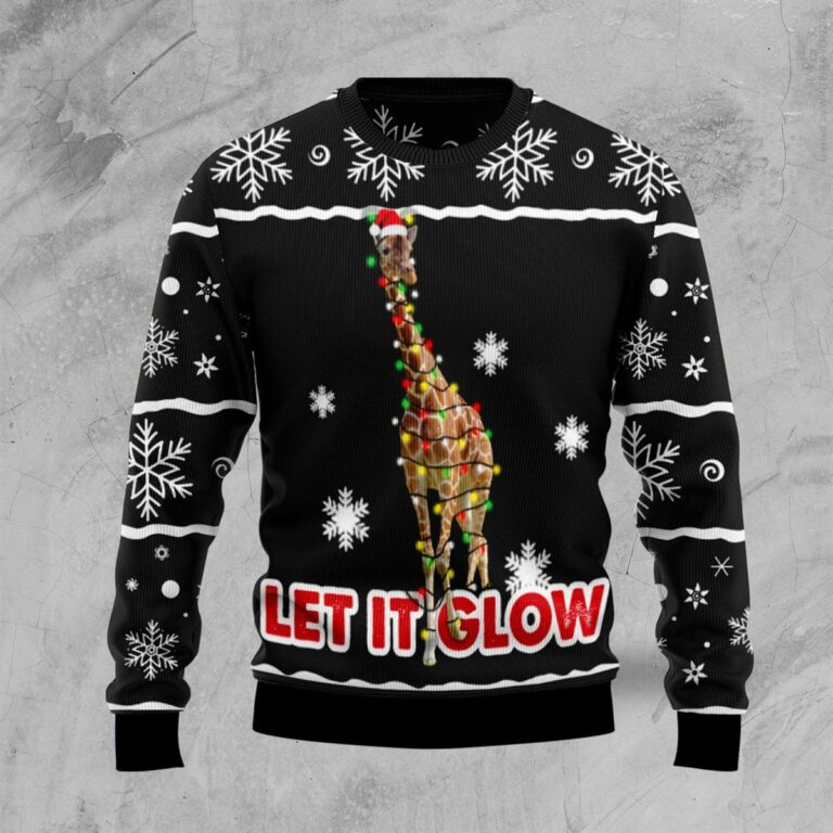 Giraffe Let It Glow Christmas Ugly Sweatshirt, Sweater