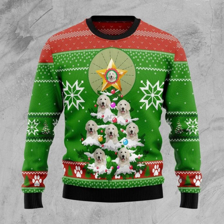 Golden Retriever Pine Christmas Ugly Sweatshirt, Sweater