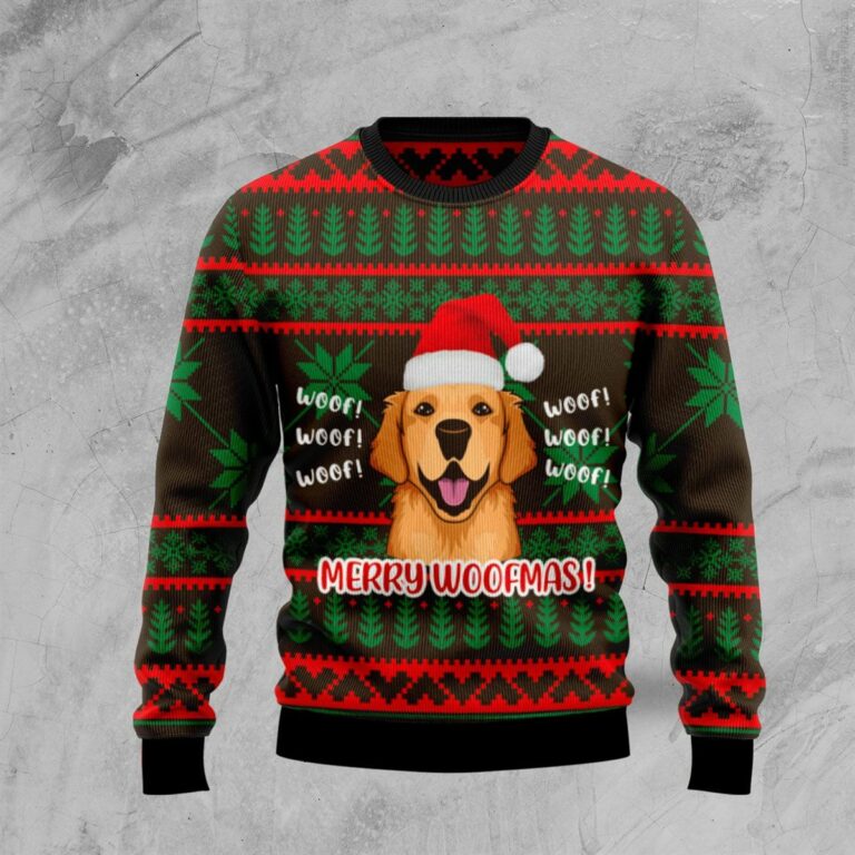 Golden Retriever Woofmas Ugly Sweatshirt, Sweater