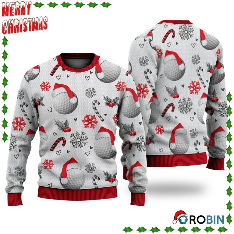 Golf Christmas Pattern Ugly Sweatshirt, Sweater
