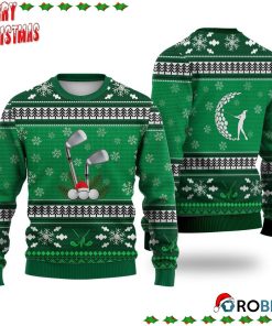 Golf Pattern Falling Snowflakes Ugly Sweatshirt, Sweater Golf Pattern Falling Snowflakes Ugly Sweatshirt, Sweater